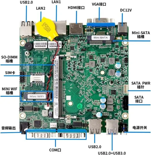 Miniatura 2 de Mini PC sin ventilador, PC industrial, mini computadora de doble núcleo N2840, 4K HD+VGA, 2Gigabit Ethernet, USB, Mini PC de escritorio 2 RS232 COM