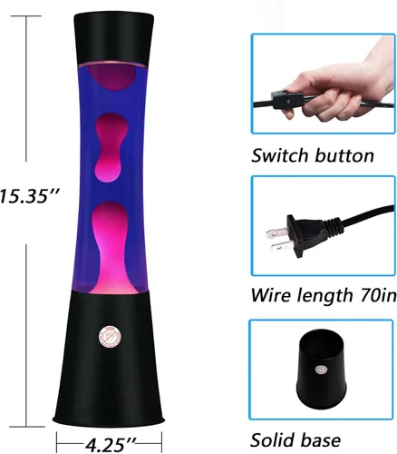 Miniatura 6 de Vanful Lámpara de movimiento de líquido púrpura de 16" con base negra de cera blanca para adultos y niños, gran lámpara de magma como decoración