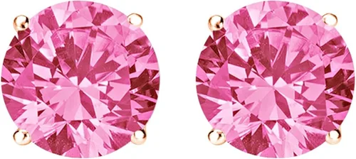 Miniatura 4 de Pendientes de tuerca de zafiro rosa de 12-10 quilates de peso total con 4 puntas de tuerca