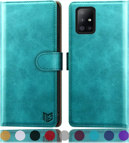 Miniatura 7 de SUANPOT Funda de piel tipo cartera para Samsung Galaxy A71 5G (versión 4G) con tarjetero de crédito RFID, con tapa para Samsung A71, funda