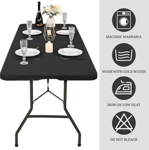 Miniatura 5 de fani 6 piezas de tela elástica para tapas de mesa, fundas de elastano de 6 pies, lavables, elásticos, universales, rectangulares, protectores