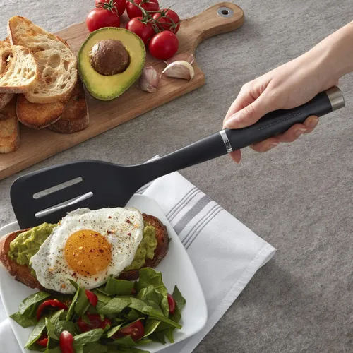 Miniatura 4 de KitchenAid Gourmet - Espátula ranurada de nailon, 13.65 pulgadas, color negro