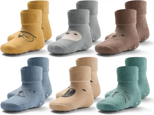 Miniatura 11 de Calcetines cálidos de invierno para bebés y niños, calcetines antideslizantes con agarres para bebés y niñas, calcetines de Navidad de felpa