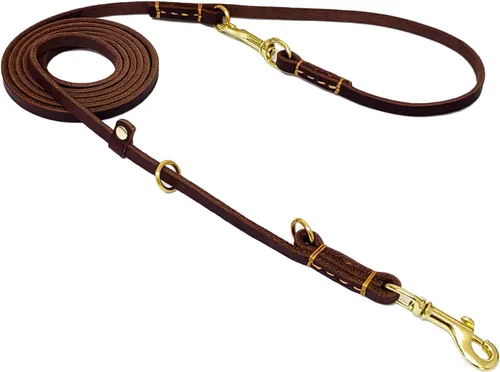 Miniatura 10 de LWBMG Correa de cuero para perro de 8 pies, correas de cuero multifunción 6 en 1 para perros, manos libres, cuerpo cruzado, cinturón de cintura Negro