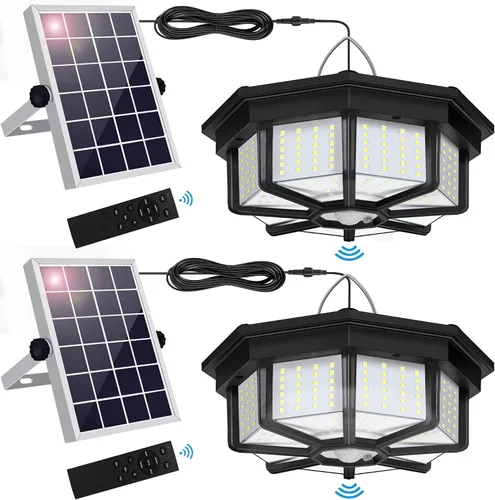 Miniatura 8 de AEQ Luz Solar para Cobertizo Interior Exterior 288LED Iluminación 360° Luces Solares que Funcionan de Día con Control Remoto, Luces Solares