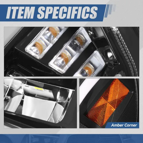 Miniatura 4 de Auto Dynasty Conjunto de faros delanteros LED DRL completos con señal de giro LED ámbar compatible con Dodge Charger 2011-2014, lado del conductor