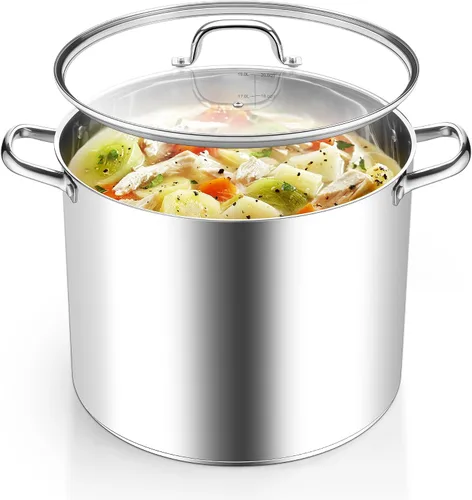 Miniatura 12 de Homikit Olla de acero inoxidable de 4 cuartos de galón, olla de inducción con tapa para sopa, salsa de pasta, cocinar a fuego lento, parte inferior