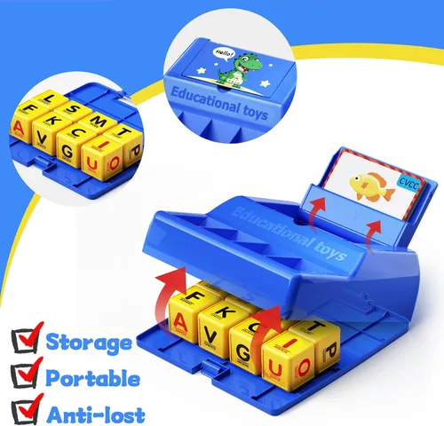 Miniatura 5 de Juego de emparejar letras Montessori para niños de 3 a 8 años Juguetes educativos de ortografía con función de almacenamiento Regalos de Navidad