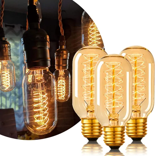 Miniatura 6 de Bombillas Edison incandescentes T45 retro de 40 W, 6 paquetes, 110-130 V, base E26 regulable, bombilla Edison 6 paquetes, 2200 K ámbar amarillo