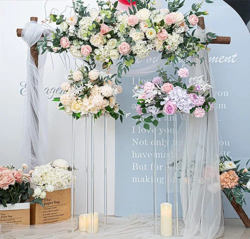 Miniatura 4 de 2 piezas de jarrones de acrílico transparente para mesas de boda, elevadores de flores de 31.5 pulgadas para columnas de exhibición, soporte