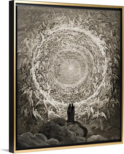 Miniatura 9 de CANVAS ON DEMAND Ilustración para Paradiso por Dante Alighieri Canto, Xxxi, líneas 1 a 3, lienzo enmarcado negro flotante, arte para pared, diseño