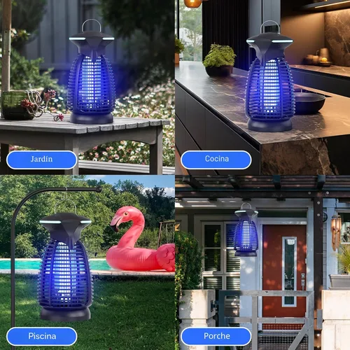 Miniatura 8 de Exterminador eléctrico de insectos al aire libre – 4200 V de alto voltaje insecto asesino impermeable luz LED para mosquitos, mosca, patio, porche