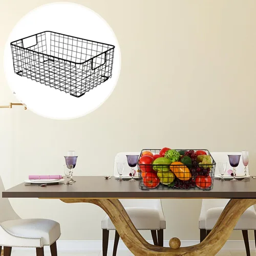 Miniatura 7 de Cesta de almacenamiento de frutas de cocina, cesta de encimera de alambre, frutas, verduras, aperitivos, despensa, organizadores, asa