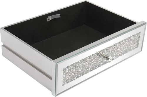 Miniatura 8 de Henf Escritorio de tocador con espejo para dormitorio, mesa de tocador de maquillaje, mesa de sofá con 2 cajones de diamantes sintéticos, moderno