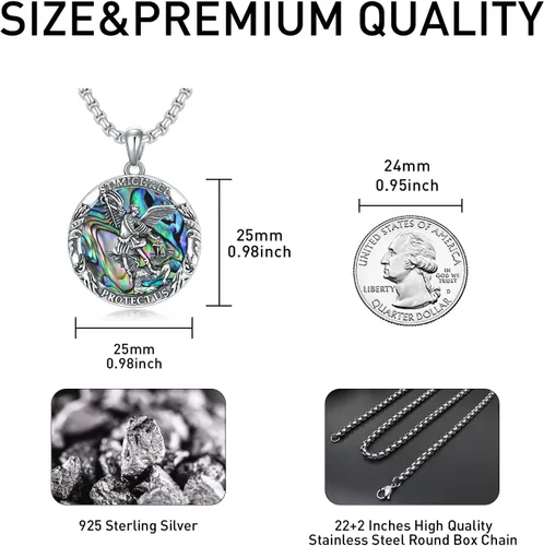 Miniatura 65 de CEKAMA - Collar de plata de ley 925 con dije de amuleto para hombres y mujeres, con cadena de 0.098 in, 22 pulgadas + 2 pulgadas