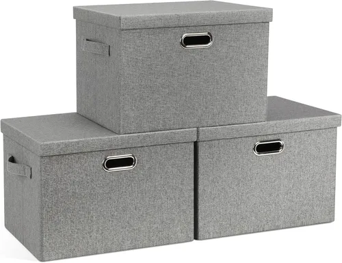 Miniatura 46 de Graciadeco Contenedores de almacenamiento plegables grandes de 17 pulgadas y 36 cuartos de galón con tapas, paquete de 3 cajas de almacenamiento