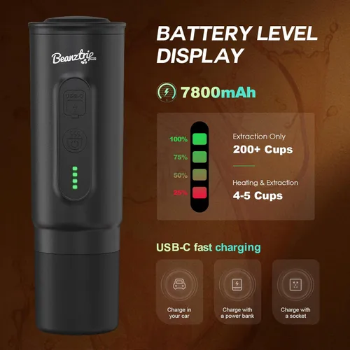 Miniatura 3 de H02 PRO - Cafetera portátil para café, cafetera eléctrica para viajes, mini cafetera pequeña de 20 bar con autocalentamiento, máquina de café
