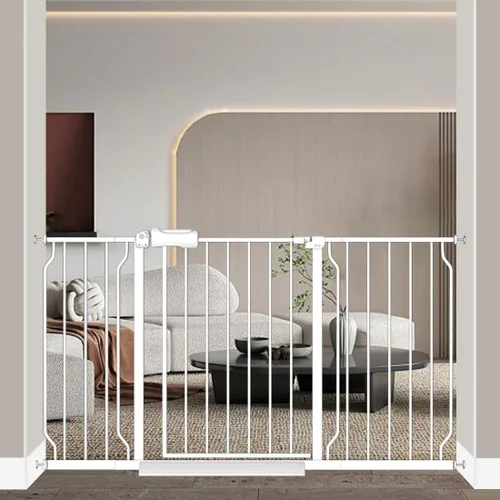 Miniatura 16 de Fairy Baby Puerta de bebé extra ancha para puertas, puertas de seguridad de cierre automático para dormitorio, se adapta a 57.5 pulgadas a 62