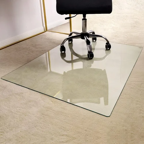 Miniatura 12 de GLSLAND Tapete para silla de vidrio templado, 54 x 32 pulgadas, protector de suelo de oficina resistente para suelos de madera dura y alfombras