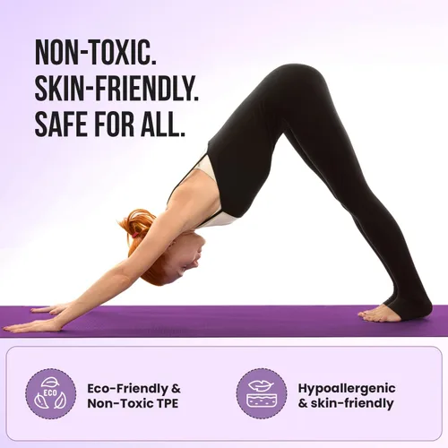 Miniatura 6 de Live Well - Tapete de yoga TPE para mujer, antideslizante, con correa, extra grueso de 0.236 pulgadas, color rosa, para entrenamiento en casa y uso