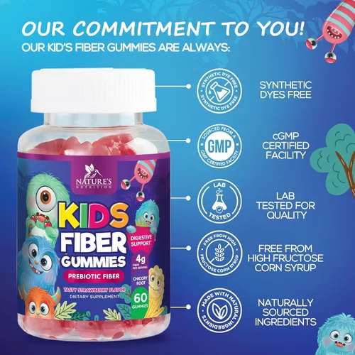Miniatura 4 de Gomitas de fibra para niños – Fibra dietética 0.14 oz por porción – Suplemento diario de gomitas de fibra para niños – Gomitas prebióticas