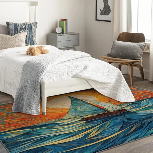 Miniatura 2 de Alfombra náutica de 2 x 3 pies, alfombra de barco para entrada, sala de estar, dormitorio, alfombra náutica de área pequeña y decoración de Velero 05