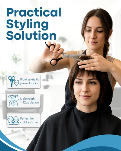 Miniatura 7 de Denco Tijeras de peinado de 5 pulgadas – Tijeras de corte de cabello de acero inoxidable de alta calidad con cuchillas de borde afilado y mango