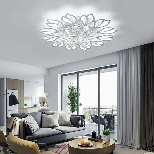Miniatura 6 de Tioolo Lámpara de techo moderna, lámpara de techo LED regulable, lámpara de araña en forma de flor de 12 cabezales con control remoto, accesorio