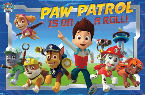 Miniatura 8 de Nickelodeon Paw Patrol - Póster de pared de tripulación, 22.4 pulgadas de largo x 14.7 pulgadas de ancho, versión enmarcada de madera de granero