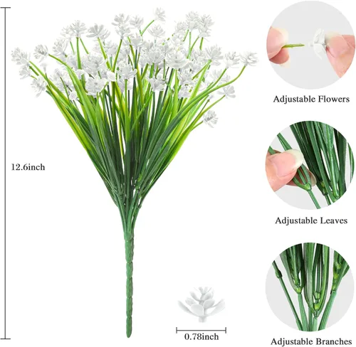 Miniatura 24 de AmyHomie 16 paquetes de flores artificiales de eucalipto negro para exteriores, resistentes a los rayos UV, flores sintéticas que no se decoloran