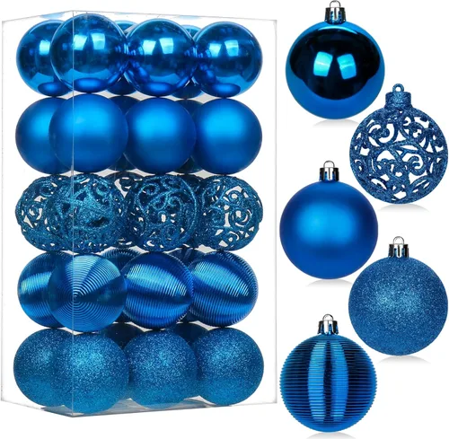 Miniatura 49 de 30 piezas de adornos de bola de árbol de Navidad irrompibles negros para decoración navideña