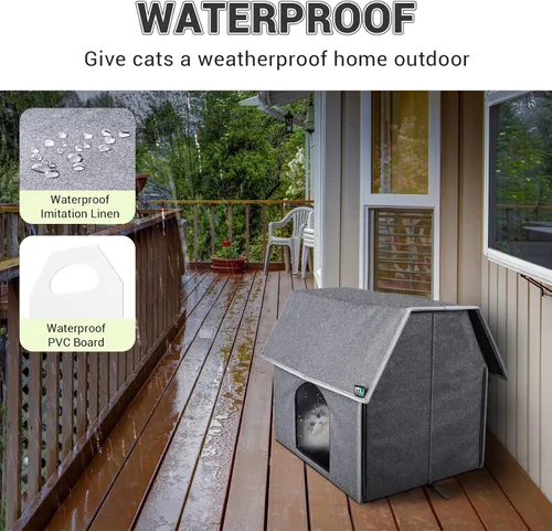 Miniatura 3 de MIU Color Casa para Gatos al Aire Libre, Casas Grandes Resistentes a la Intemperie para Gatos al Aire Libre, Refugio Aislado para Gatos Ferales
