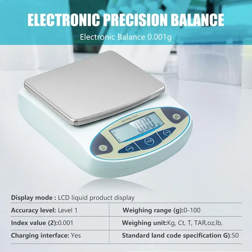 Miniatura 2 de Báscula de laboratorio de 3.53 oz x 0.00 oz, balanza analítica de alta precisión con parabrisas digital. Báscula electrónica de gramos