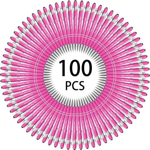 Miniatura 102 de Hasta 500 bolígrafos personalizados a granel, bolígrafo grabado personalizado con punta de lápiz capacitivo, carcasa multicolor retráctil, bolígrafo