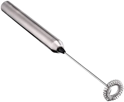 Espumador de leche eléctrico de mano, mini máquina mezcladora portátil de acero inoxidable táctil de mano mezclador de café con pilas espumador