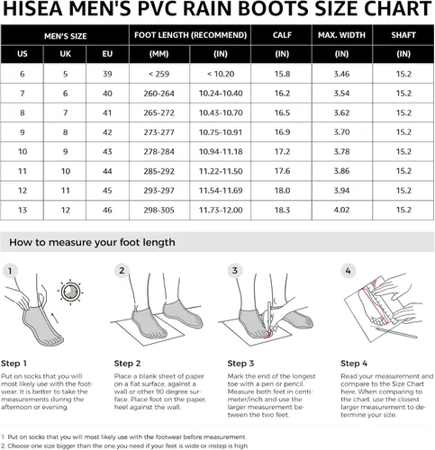 Miniatura 4 de HISEA Botas de lluvia para hombre con vástago de acero, calzado protector de goma impermeable, botas de lluvia de PVC sin costuras, botas de trabajo