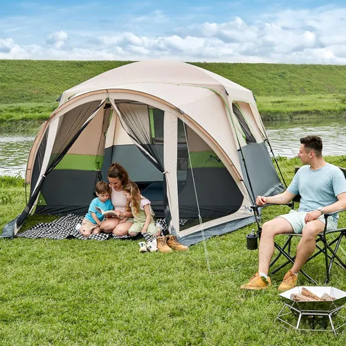 Miniatura 8 de Tents for Camping 6/8/10 Person Camping Tent with Screen Porch, Weatherproof Large Cabin Tent with Rainfly and Carry Bag, Family Tent for Outdoor