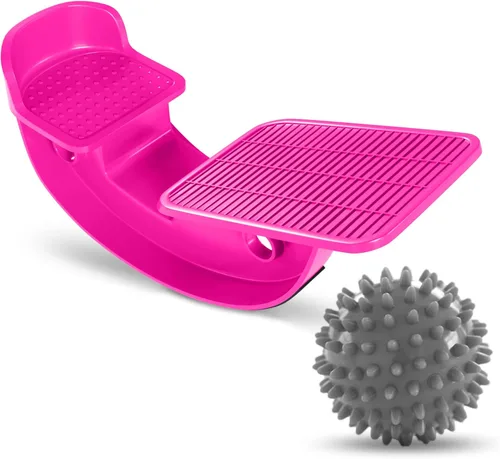 ProHeal Balancín de pie rosa para aliviar la fascitis plantar, estirador de pantorrillas con masajeador de bola con pinchos, tendinitis de Aquiles,