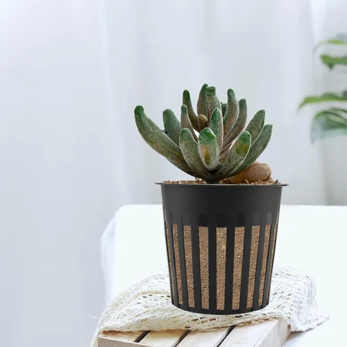 Miniatura 6 de JOIKIT Paquete de 50 macetas de red de plástico de 4 pulgadas, contenedores de red hidropónica para cultivo de plantas, macetas de malla ranurada