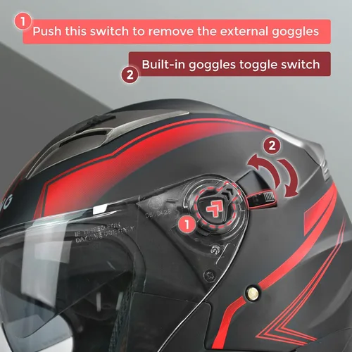 Miniatura 4 de Casco para motocicleta y scooter, casco de cara abierta para adultos, con doble visera, de moda, personalidad para hombres y mujeres, aprobado por