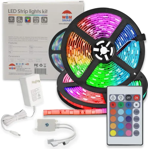 Miniatura 8 de WBM Smart Tira de luces LED RGB, IP65 impermeable de 16.4 pies de largo, compatible con Alexa, Google Home, control de aplicación para el hogar