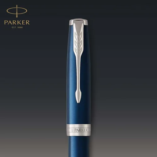 Miniatura 5 de PARKER Sonnet 1931535 - Bolígrafo de punta fina, laca azul con borde de paladio, tinta negra de punta fina (1931535), azul y cromo
