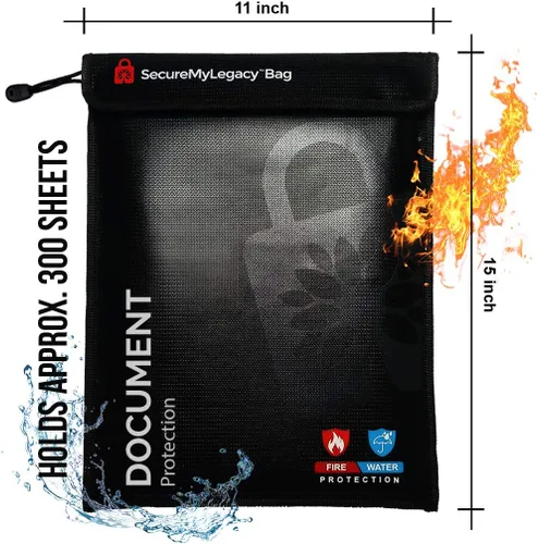 Miniatura 6 de Secure My Legacy - Bolsa ignífuga: bolsas impermeables e ignífugas para documentos, soporte para documentos con almacenamiento resistente al fuego