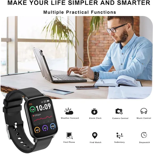 Miniatura 6 de Relojes inteligentes para hombres y mujeres, reloj de fitness de 1.65 pulgadas con contador de calorías/pasos, frecuencia cardíaca