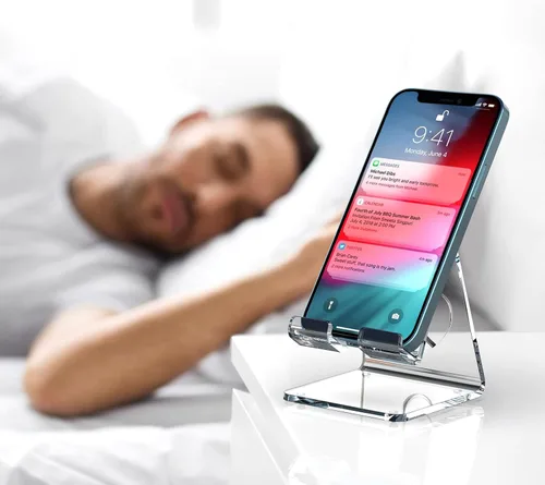 Miniatura 7 de Crpich Soporte Acrílico para Teléfono Celular, Soporte Portátil para Teléfono, Soporte Transparente para Teléfono de Escritorio, Compatible