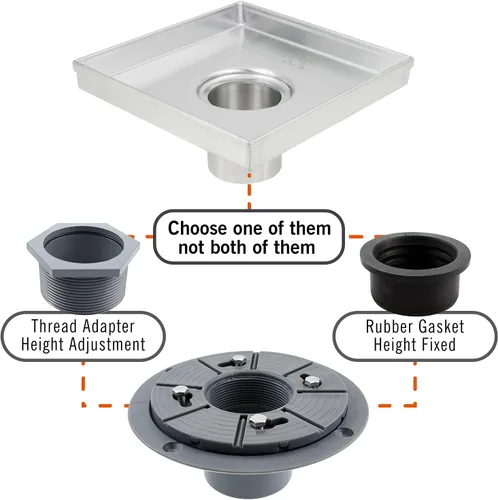Miniatura 3 de Kit de base de drenaje de ducha de 2 pulgadas, desagüe de PVC con brida base, adaptador, acoplador y junta para instalación de ducha cuadrada/lineal