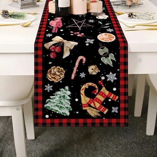 Miniatura 5 de Nepnuser Yule Camino de mesa pagano para decoración de Navidad, solsticio de invierno, vacaciones, hogar, cocina, comedor (13 x 72 pulgadas)