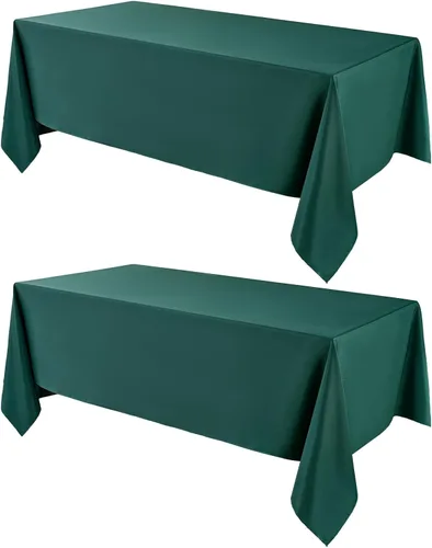 Miniatura 43 de Manteles rectangulares de 60 x 120 pulgadas, paquete de 2 manteles negros para 6 pies, lavables, decorativos, de lino y poliéster, para mesa