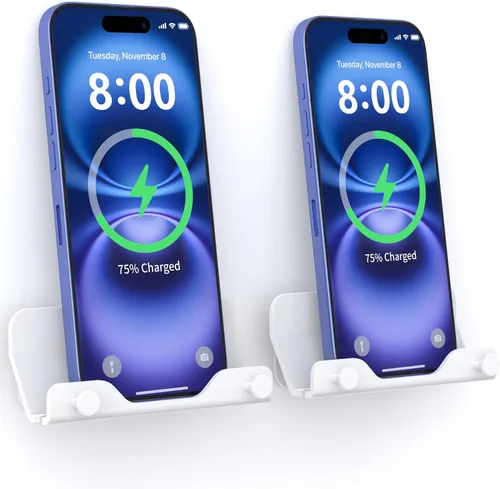 Miniatura 10 de HomeMount Soporte de pared manos libres para teléfono con tira adhesiva para dormitorio, sala de estar, cocina, compatible con todos los teléfonos