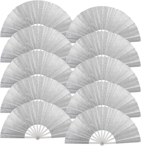 Miniatura 32 de 10 ventiladores plegables grandes de mano para hombres y mujeres, abanicos decorativos plegables, accesorios rave, utilizado para bailes, fiestas